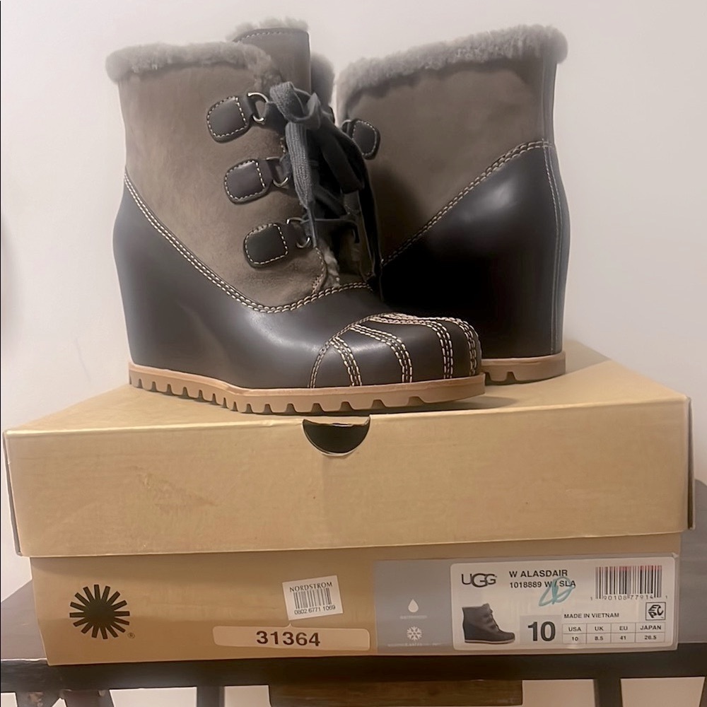 UGG Women's Alasdair Brown and Gray Wedge Boots